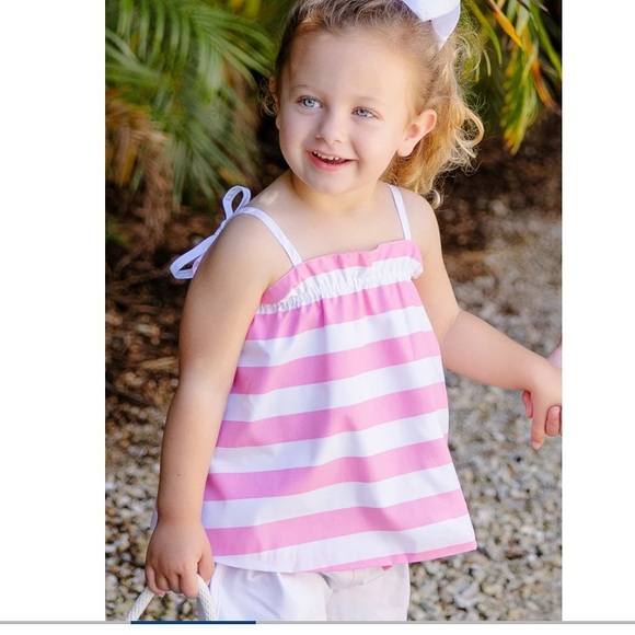 NWT Beaufort Bonnet Company Pink and White Stripe Little Laney’s Top, girls 12 - Picture 9 of 9